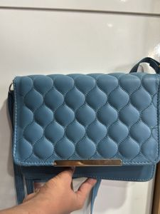 Blue Quilted Crossbody Bag