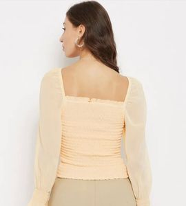 Chic Peach Ruched Top