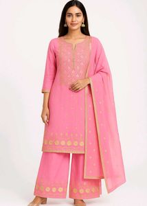 Unstiched Pink kurti set