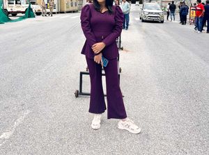 Purple Puff Sleeve Co-ords Set
