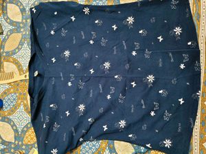 Comfortable Navy Blue Printed Top In Xl Size