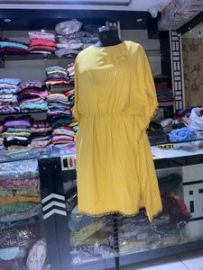 Yellow Striped Kaftan Dress