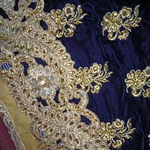 Elegant Blue Velvet Dress Material