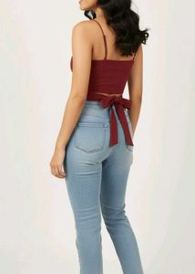 Chic Red Crop Tie Back Top