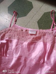 Pink Lace Trim Slip Dress