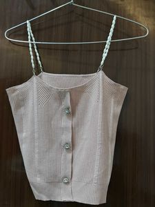 Pink top with pearl strip