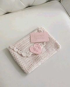 Handmade Crochet Heart Pouch and Book Cover