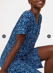 H&amp;M Blue Floral Button-Down Dress
