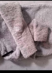 Fuzzy Grey Zip-Up Hoodie