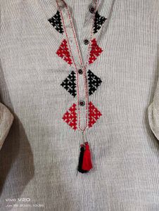 Gray Embroidered Tunic Dress