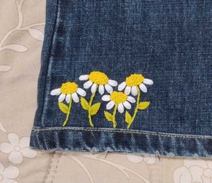 Daisy Embroidered Wide Leg Jeans