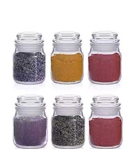Set Of 6 Glass Spice Jar