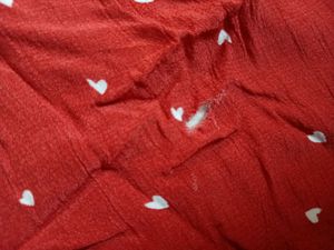 Korean Heart Print Red Fit N Flare Dress