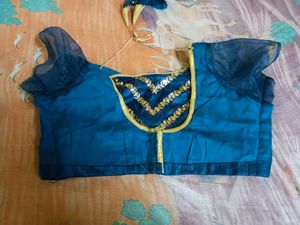Organza blue lehenga