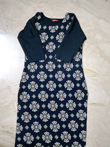 Patterned Black Kurti Top