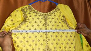 Haldi Ceremony Look Yellow Gown With Net Dupatta