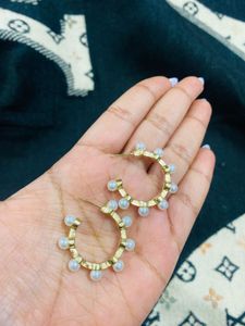 Pearl Accent Hoop Earrings