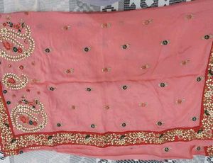 Peach Embroidered Saree