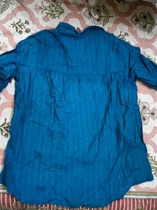 Beautiful Blue Colour High Low Shirt Pattern Top