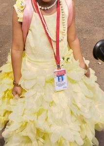 Yellow Ruffle Gown For Kids