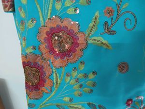 Casual Saree With Chumky Work Unused