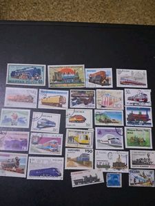 27 STAMPS: Featuring TRAINS