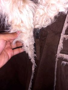 Brown Faux Fur Trim Coat🦫🪹🥀