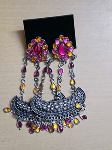 Orange- Magenta Boho Earrings