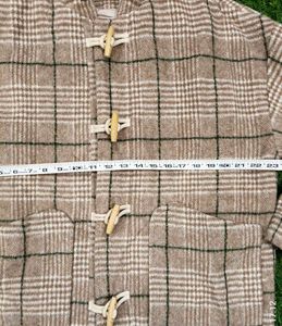 Imported Cozy Plaid Toggle Coat