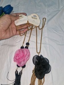 Floral Pendant Tassel Necklace