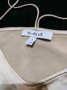Re-BLUE satin Golden beige Top