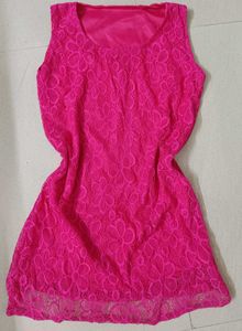 Cute Pink Floral Lace Top