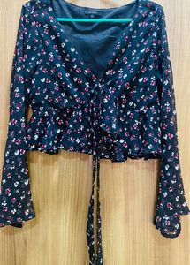Black Floral Print Women Quiero Top