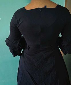 Mini Black Dress with Bell Sleeves
