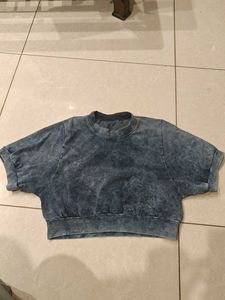 Acid Wash Cropped Sweatshirt