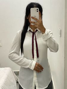 White Shirt with Ribbon Detail