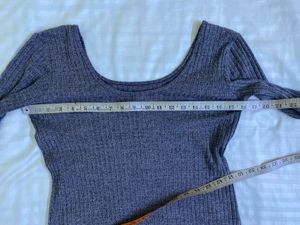 Gray Ribbed Knit Top Bust 36-38