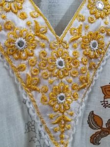 Floral Print Top with Embroidered Neckline