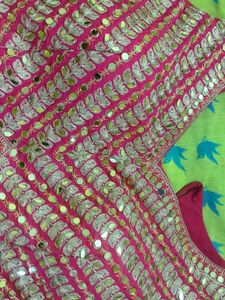 Pink Mirror Work Blouse