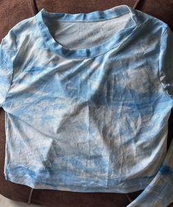 Blue Tie-Dye Crop Top