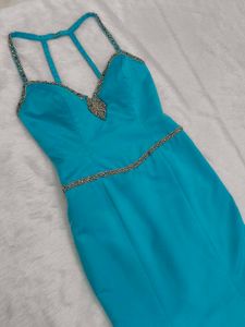 Teal Beaded Mermaid Gown