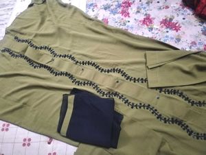 Elegant Olive Green abaya Set