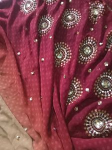 Red &amp; Gold Embellished Saree