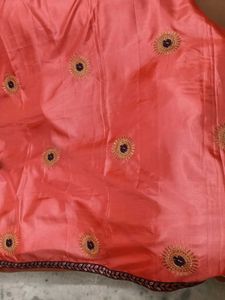 New Unique BabyPink &amp; BlueBorder SilkSaree withBlo