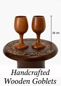 New Handcrafted Wooden Goblet Set Of 2