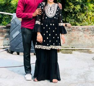 Black Elegent Kurti And Sharara Set