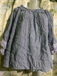 Blue Off-Shoulder Blouse