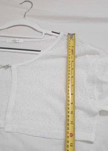 White Cropped Knit Cardigan