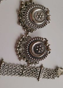 Silver Boho Necklace &amp; Earring Set