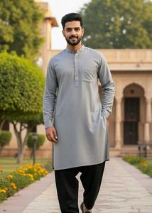 Men's Grey Kurta Set